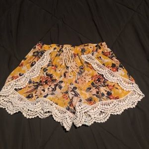Yellow floral shorts